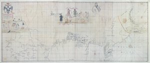 Mapa da Sibéria, 1729 (gravura colorida à mão)
